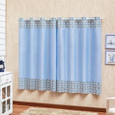Imagem de Cortina Estampada Quarto Criança 2 Metros Baby Azul Menino - Beatriz E
