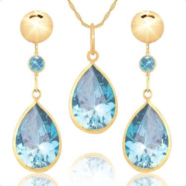 Imagem de Brinco E Pingente Em Ouro 18k Com Zircônia - Paulistana Joias, Água ma