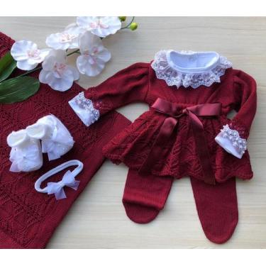 Imagem de Saída de maternidade menina vestido laço tricot 6 peças - Dinhos baby,