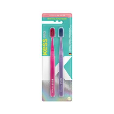 Imagem de Kit 2 Escova Dental Kess Pro Extra Macia - Rosa E Roxo