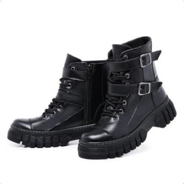 Imagem de Bota Coturno Blogueira Rock Life Duas Fivelas Sola Blaqueada-Feminino