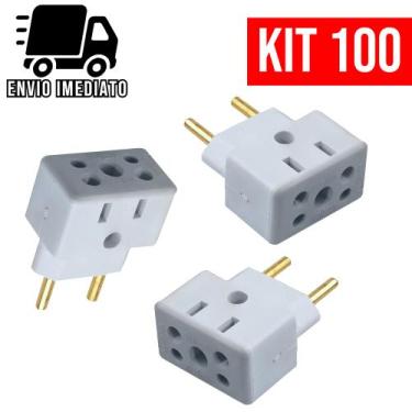 Imagem de Kit 100 Adaptador de Tomada BOB Esponja Benjamin Universal 10A e 20A -