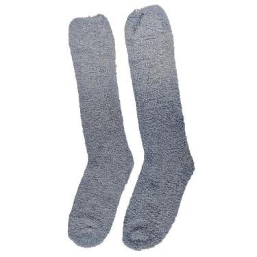 Imagem de Meia Pelúcia Masculino 3/4 Cano Alto Longa Inverno Adulto Grande Lisa 