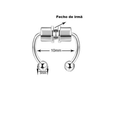 Imagem de 1 Piercing De Nariz Falso Argola Magnética Em Aço Inoxidável 316L Com 