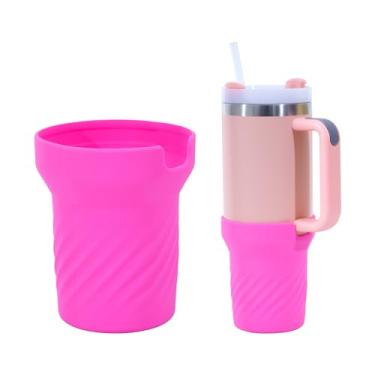 Imagem de Jahao Botinete de silicone para copo Stanley Quencher H2.0 de 1,18 L, capa de botina, protetor de fundo de copo, tampa de garrafa de água para base Stanley, acessórios de copo (rosa choque)