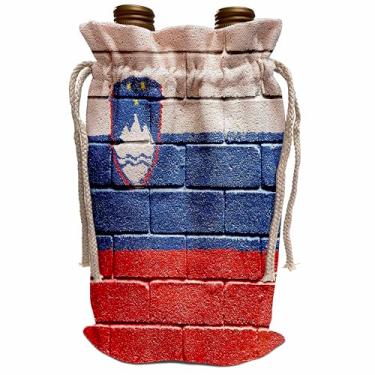 Imagem de 3dRose Bandeira nacional da Eslovênia pintada em uma parede de tijolos, saco de vinho esloveno, 34 x 21,5 cm, bege