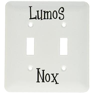 Imagem de 3dRose LLC lsp_123129_2 Lumos e Nox, significando luz e escuridão ou escuridão ligando ou desligando branco com texto preto e interruptor duplo