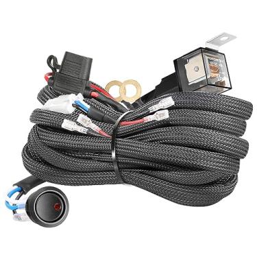 Imagem de Offroad Chicote de cablagem resistente com 2 cabos Offroad para barra de luz de trabalho de LED 12 V 40 A Relé de fusível para interruptores de caminhões, quadriciclo e barco UTV