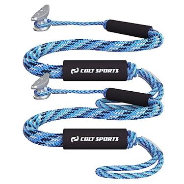 Imagem de Colt Sports Linha de doca elástica, linha de doca de jet ski, linhas de ancoragem elástica para barcos, corda de amarração de barco, linha de doca forte para jet ski, corda de amarração para barcos, corda de cordas de choque, 1,5 m, azul, branco, preto, pacote com 2