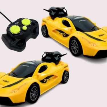 Imagem de Carrinho Brinquedo Carro Controle Remoto Solta Fumaça esportivo Amarel