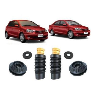 Imagem de Par Kit Coxim Batente Dianteiro Toyota Etios 2015 2016 2017 - QualyKit