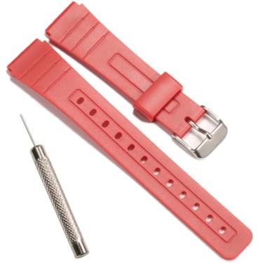 Imagem de Pulseira de resina de substituição F-91W compatível com Casio F-91W, acessórios de relógio masculino e feminino (vermelho)
