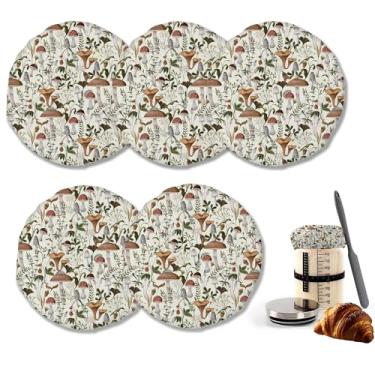 Imagem de Capas de pano vintage para iniciantes de massa fermentada de cogumelo ou tampas de tecido de queijo de fermentação de kefir de kombucha, insetos de frutas silvestres cabem em frascos de 7,6 a 10 cm