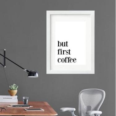 Imagem de Quadro Para Escritório Frase Café - 60x48cm - Quadros On-line, Madeira