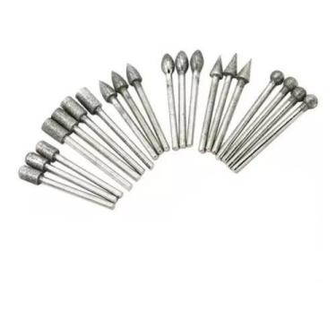 Imagem de Kit 20 Brocas Fresas Diamantadas Vidro Mini Retifica Dremel - Fox tool