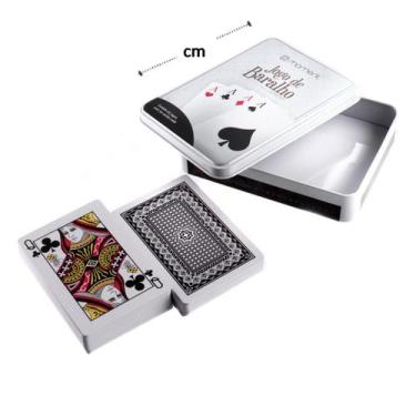 Imagem de Baralho Duplo de PVC 108 Cartas Caixa de Metal - Vi Mult Shop