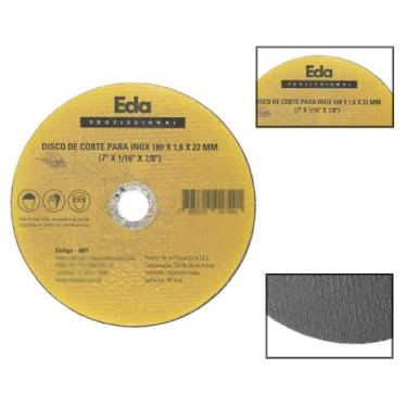 Imagem de Disco De Corte Para Inox 180x1,6x22mm Esmerilhadeira - EDA