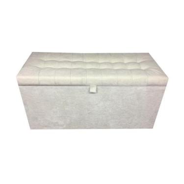 Imagem de Recamier puff baú em suede solteiro 100% mdf - creme - Negromonte Stor