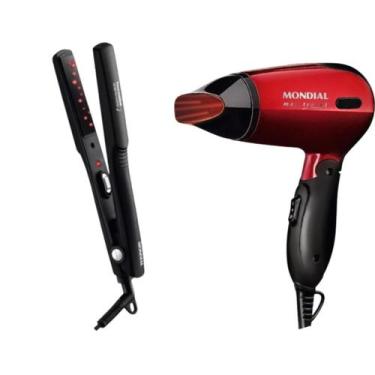 Imagem de Kit Mondial Secador Max Travel SC-10 E Prancha Alisadora P-15 Bivolts