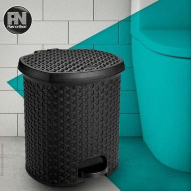 Imagem de Lixeira Rattan com Pedal 6 Litros - Preta - Plasnorthon
