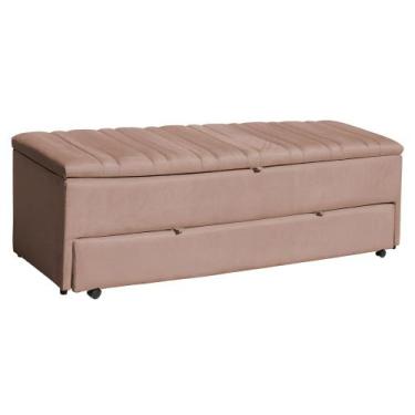 Imagem de Calçadeira Recamier Baú Sapateira Ayla Veludo Casal 140cm Tampo Reto -