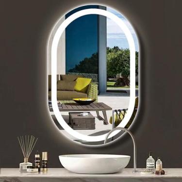 Imagem de Espelho Jateado Oval Iluminado Com Led Frio - 50x120cm - Woodglass