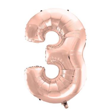 Imagem de Balão Metalizado Número Rose Gold - 70cm - Extra Festas, 3