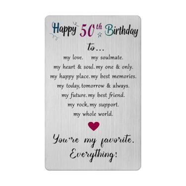 Imagem de Viayen Cartão de aniversário de 50 anos para homens marido ele namorado - presente de aniversário de 50 anos para esposa, namorada, mulheres - romântico