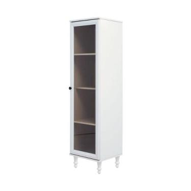 Imagem de Cristaleira Estante P/ Livros Ditália 1 Port Vid E-963 Cozy, Branco
