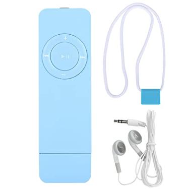 Imagem de Leitor de MP3, Reprodutor MP3 Kids Leitor de música portátil para crianças Dispositivos de música portáteis ABS com cordão para ouvir música com fone de ouvido de 3,5 mm Suporte (Blue)
