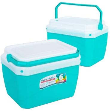 Imagem de Caixa Térmica Cooler 6L Com Alça Cerveja E Praia Verde Cooler Compacto e Segura Bebidas e Alimentos