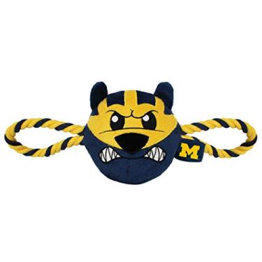 Imagem de Pets First NCAA Michigan Wolverines Mascote Face Brinquedo de pelúcia para cães com cordas e barulho interno