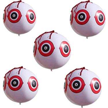 Imagem de keesoon - Balão repelente de pássaros, balão de pica-pau inflável, bola de olho de terror de PVC, bola repelente de pássaros, pacote com 5 (branco, 5 peças)