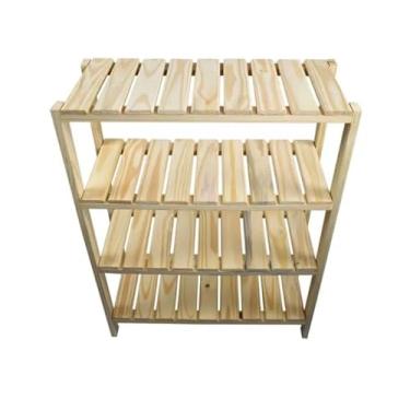 Imagem de NWBR, Estante Rustica De Pinus Cru Decoração 04 Prateleiras