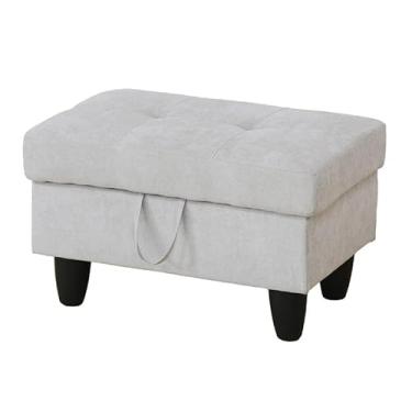 Imagem de Uneeruiqy Cinza Branco Flanela Sala de Estar Sofá Otomano para Escritório Doméstico Quarto Sala de Estar, Forte Capacidade de Rolamento Sofá Pequeno Sofá Sofá