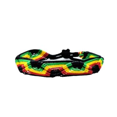 Imagem de Pulseira elástica Rastafari com contas vermelhas, verdes e amarelas. Pulseira BOD Marley, Rasta, Reggae e Hippie., 18-20 cm, Miçangas, elástico, BDM