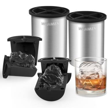 Imagem de Máquina de gelo transparente, pacote com 2 unidades de máquina de gelo transparente de aço inoxidável para amantes de uísque antiquado, bourbon, presentes de coquetel para homens no aniversário ou