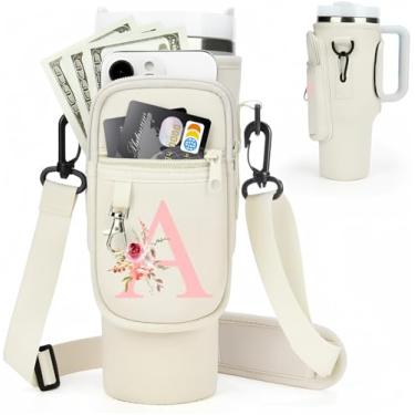 Imagem de Suporte inicial para garrafa de água com alça para acessórios de copo Stanley de 1,18 ml/bolsa de copo moderna simples, bolsa de transporte para garrafa de água com alça, presente personalizado de Dia