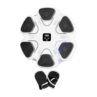 Imagem de UGPLM Máquina de boxe inteligente parede alvo treinador de boxe com luvas versátil treinamento de resposta para esportes kickboxing karate uso doméstico, Branco