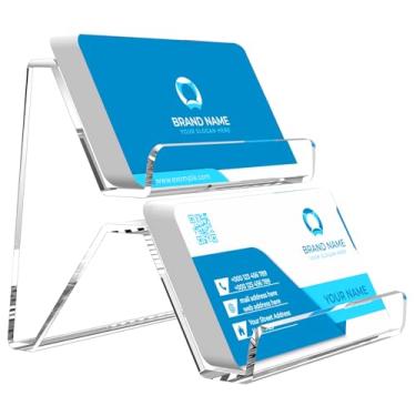 Imagem de Lumanman porta-cartões de visita em acrílico, display de cartão de visita de 2 camadas, suporte transparente para cartões de visita para mesa e balcão, 1 pacote