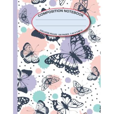 Imagem de Composition Notebook: Beautiful Butterfly Illustration. Journal of Nature and Science Study , 100 Pages , 7.44 x 9.69 in , College-Ruled .