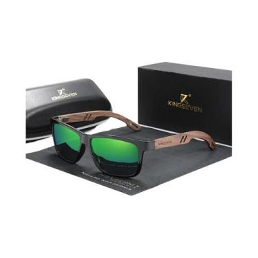 Imagem de Óculos de Sol de Madeira Polarizados Vintage - UV400 - Moda Quadrada p