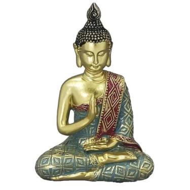 Imagem de Buda Decorativo Em Resina Sabedoria hindu meditação fortuna Reflexão z