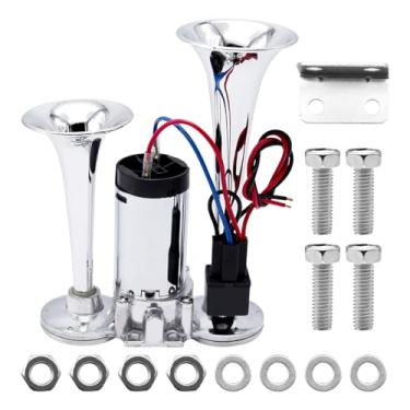 Imagem de Vkinman Buzina de trem duplo 600DB, buzina de caminhonete de trem 12V, kit de buzinas de carro de barco com compressor de ar