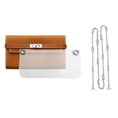 Imagem de YESIKIMI Kit de conversão para Kelly carteira longa Constance carteira longa transparente inserção de silicone com corrente Kelly carteira inserção de alça presente para ela, Prata, Calcinha