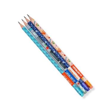 Imagem de 4 Lápis Fofo Estampado Com Borracha Para Meninos - Leo Leo, Robô