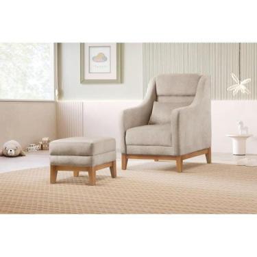 Imagem de Poltrona De Amamentação Com Puff ÁQuila Bege - Zurc Decor