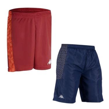 Imagem de Kit 2 Bermudas Kappa Treino Masculina - Vermelho e Marinho P-Masculino
