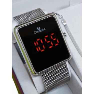 Imagem de Relógio Champion Feminino Prata Original Digital Led Vermelho 80T, Pra