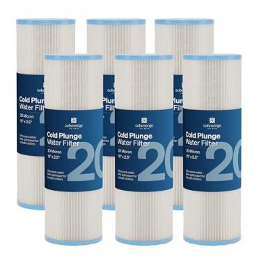 Imagem de Filtro Cold Plunge para refrigerador de banho de gelo 25,4 cm x 6,3 cm (pacote com 6) cartucho de substituição de filtro de água de 20 mícrons compatível com banheira de gelo de 25,4 cm e caixa de